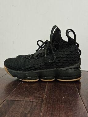 Youth Nike LeBron 15 Black Gum Sneakers